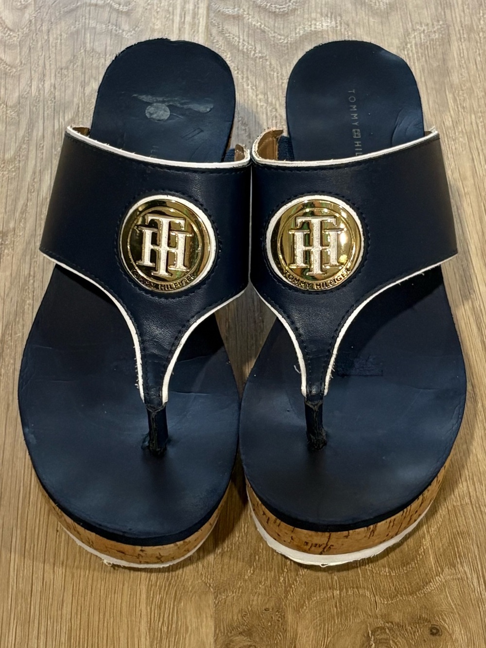 Tommy Hilfiger Cork Wedge Sandals – Size 7
Navy Blue Platform Flip Flop Sandals